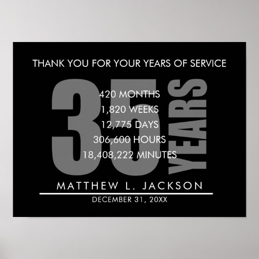 35 Years Retirement or Employee Appreciation Gift Poster (Voorkant)