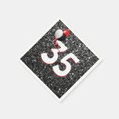 35e Birthday-ballonnen op Black Glitter Napkins Servet (Hoek)