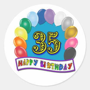 35e Birthday-ballonontwerp Ronde Sticker