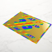 35e Birthday Party — Fun, regenboogspectrum "35" Folie Uitnodiging (Gedraaid)