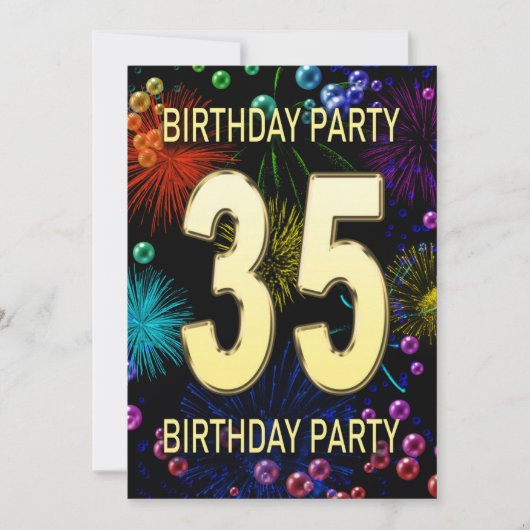 35e 'Birthday Party'-uitnodigingen vuurwerk bellen Kaart (Voorkant)