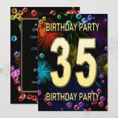 35e 'Birthday Party'-uitnodigingen vuurwerk bellen Kaart (Voorkant / Achterkant)