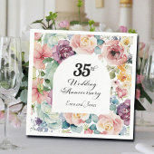 35e bruiloft Jubileum Elegant Script Floral Servet