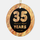 35e bruiloft Jubileum Gold Party Lichten Keramisch Ornament (Links)