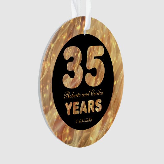 35e bruiloft Jubileum Gold Party Lichten Ornament (voorkant)