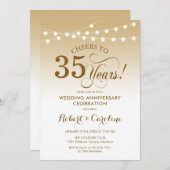 35e bruiloft Jubileum - Goud Wit Kaart (Voorkant / Achterkant)