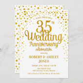 35e bruiloft Jubileum - Goud & Wit Kaart (Voorkant / Achterkant)