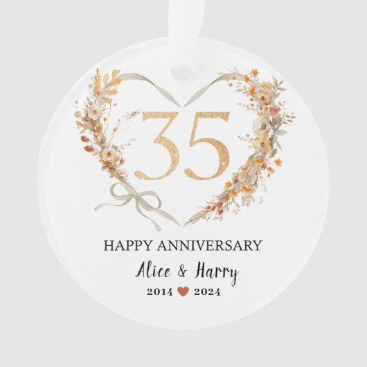 35e bruiloft Jubileum keramiek Ornament (voorkant)