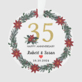 35e bruiloft Jubileum kerstcadeaus Ornament (voorkant)