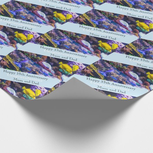 35e bruiloft Jubileum koraal Cadeaupapier (Hoek)