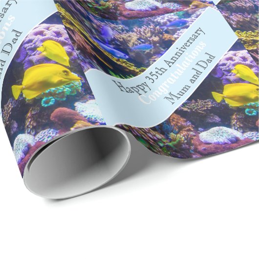 35e bruiloft Jubileum koraal Cadeaupapier (Rol Hoek)