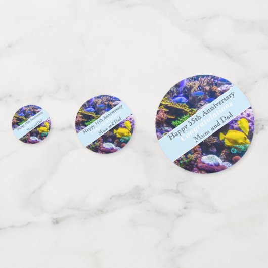 35e bruiloft Jubileum koraal Confetti (Voorkanten)