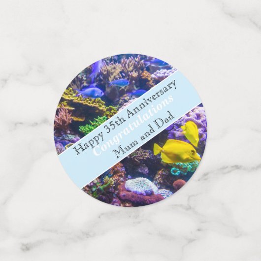 35e bruiloft Jubileum koraal Confetti (Kleine voorkant)