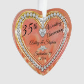 35e bruiloft Jubileum koraal | Diamonds Keepslag Ornament (voorkant)