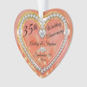 35e bruiloft Jubileum koraal | Diamonds Keepslag Ornament (voorkant)