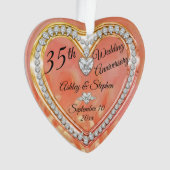 35e bruiloft Jubileum koraal | Diamonds Keepslag Ornament (voorkant)