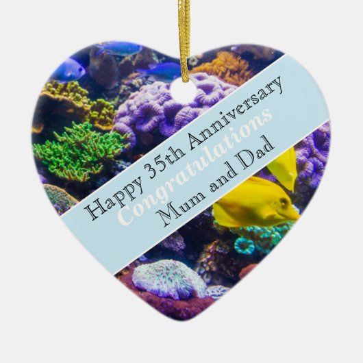 35e bruiloft Jubileum koraal Keramisch Ornament (Voorkant)