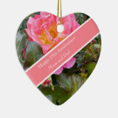 35e bruiloft Jubileum Koraal Roos Keramisch Ornament (Rechts)