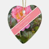 35e bruiloft Jubileum Koraal Roos Keramisch Ornament (Links)