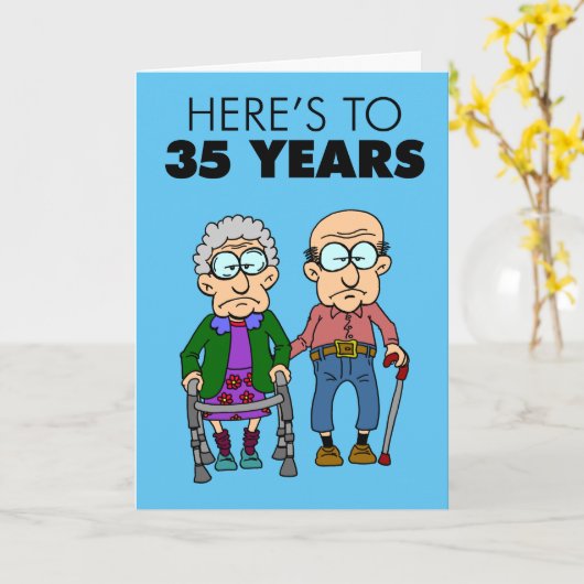 35e bruiloft Jubileum oud worden Kaart (Gele Bloem)