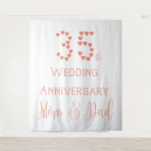 35e bruiloft Jubileum Ouders Koraal bruiloft Wandkleed (Voorkant)