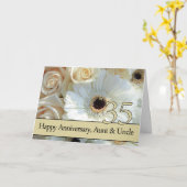 35e bruiloft Jubileum Tunt & oomroze rozen Kaart (Gele Bloem)