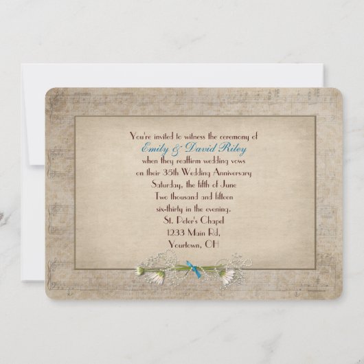 35e bruiloft Jubileum Vow Renewal Kaart (Achterkant)