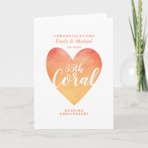 35e CORAL huwelijksjubileum gepersonaliseerd Kaart