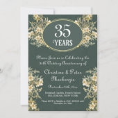 35e Coral Jade Wedding Jubileum Rich Floral Kaart (Voorkant)