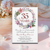 35e Coral Wedding Jubileum Floral Kaart