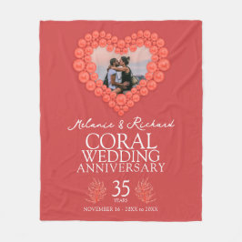 35e Coral Wedding Jubileum foto hart Fleece Deken