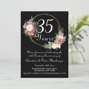 35e Coral Wedding Jubileum Rozen Goud Lijst Kaart