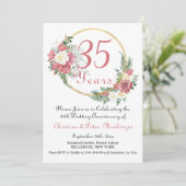 35e Coral Wedding Jubileum Rozen Goud Lijst Kaart (Staand voorkant)