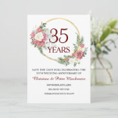 35e Coral Wedding Jubileum Save The Date (Staand voorkant)