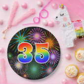 35e evenement - Leuk, kleurrijk, vet, regenboog 35 Papieren Bordje (Feest)
