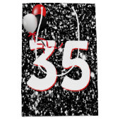 35e geboortedag ballonnen op zwarte glitter medium cadeauzakje (Voorkant)