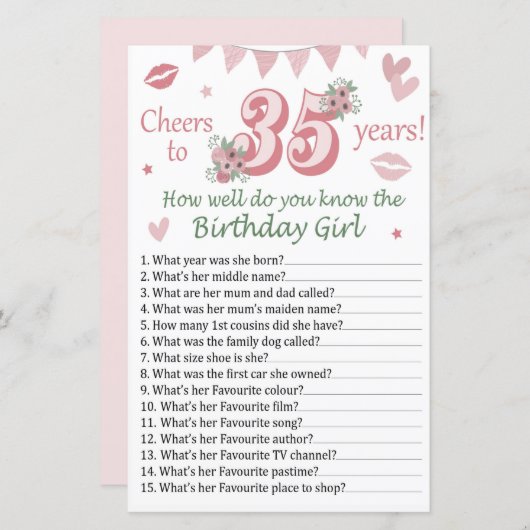 35e Hoe goed ken je het verjaardagsmeisje? (Voorkant / Achterkant)