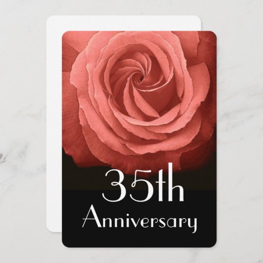 35e huwelijksverjaardag Coral Rose A02D Kaart (Voorkant / Achterkant)