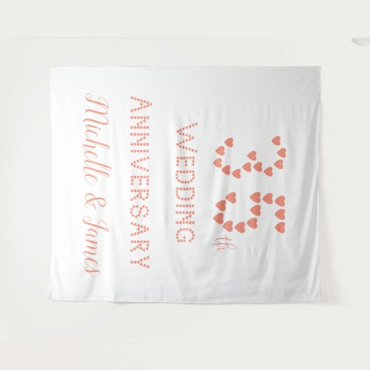 35e huwelijksverjaardag Koraal Huwelijk Typografie Wandkleed (Voorkant (horizontaal))