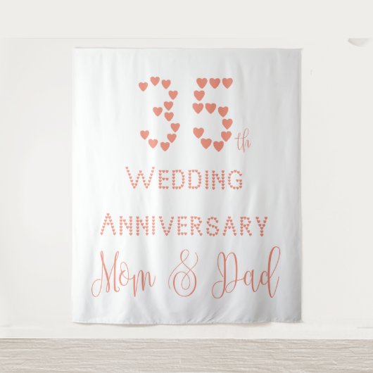 35e huwelijksverjaardag Ouders Koraal Bruiloft Wandkleed (Voorkant)