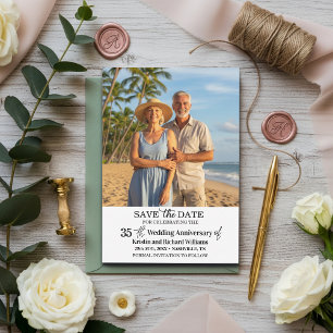 35e huwelijksverjaardag Save the Date-foto Notitiekaartje