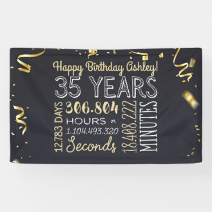 35e jaarbanner - 35 jaar in uren en seconden spandoek