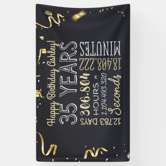 35e jaarbanner - 35 jaar in uren en seconden spandoek (Verticaal)