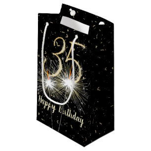 35e jaarsparkler op zwart klein cadeauzakje