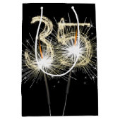 35e jaarsparklers op zwart medium cadeauzakje (Voorkant)