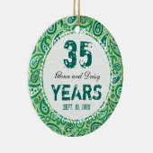 35e Jade Wedding Jubileum Paisley Monogram Keramisch Ornament (Rechts)
