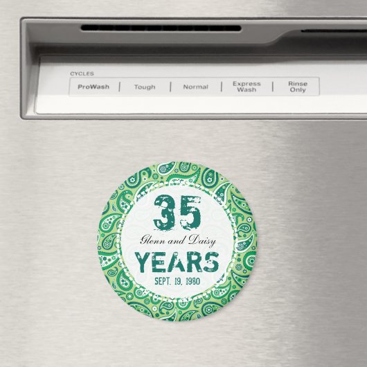 35e Jade Wedding Jubileum Paisley Pattern Magneet (Insitu (Vaatwasser))