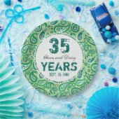 35e Jade Wedding Jubileum Paisley Pattern Papieren Bordje (Feest)