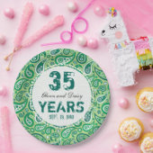 35e Jade Wedding Jubileum Paisley Pattern Papieren Bordje (Feest)