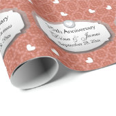 35e Jubileum Bruiloft Jubileum Koraal Z22 Cadeaupapier (Rol Hoek)